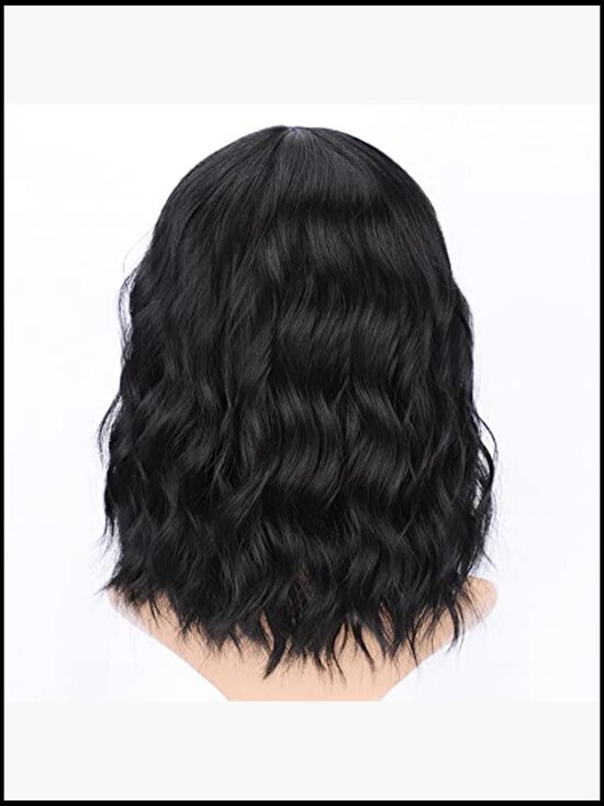 Curly Bob Wig with Bangs Natural Looking Heat Resistant Synthetic Hair for Women main image 5